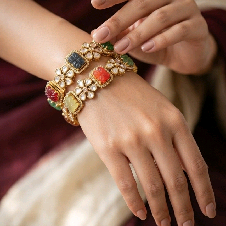 Moissanite Navratan Bangles 